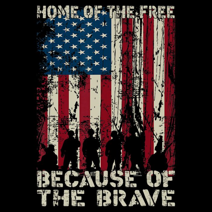 Home Of The Free Because Of The Brave American Flag Cropped Pullover Crew