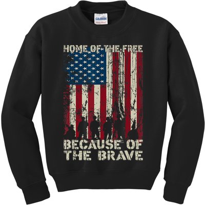 Home Of The Free Because Of The Brave American Flag Kids Sweatshirt