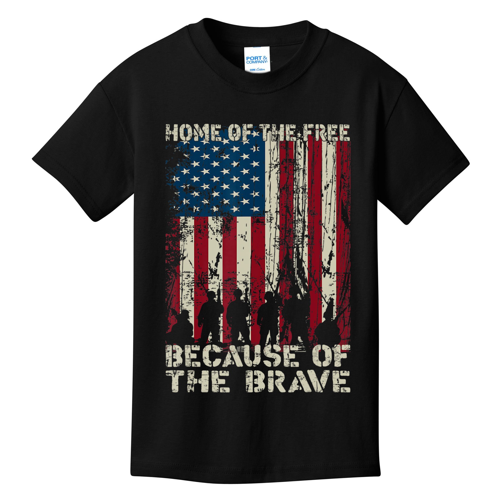 Home Of The Free Because Of The Brave American Flag Kids T-Shirt