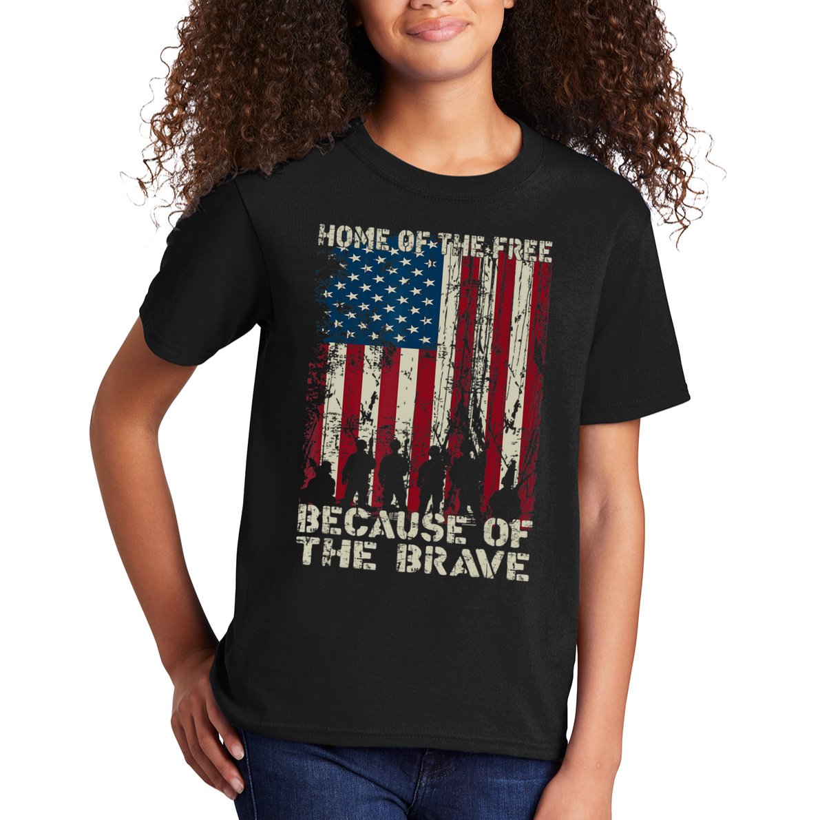 Home Of The Free Because Of The Brave American Flag Kids T-Shirt