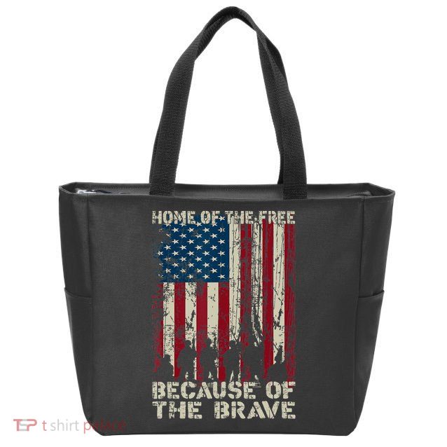 Home Of The Free Because Of The Brave American Flag Zip Tote Bag
