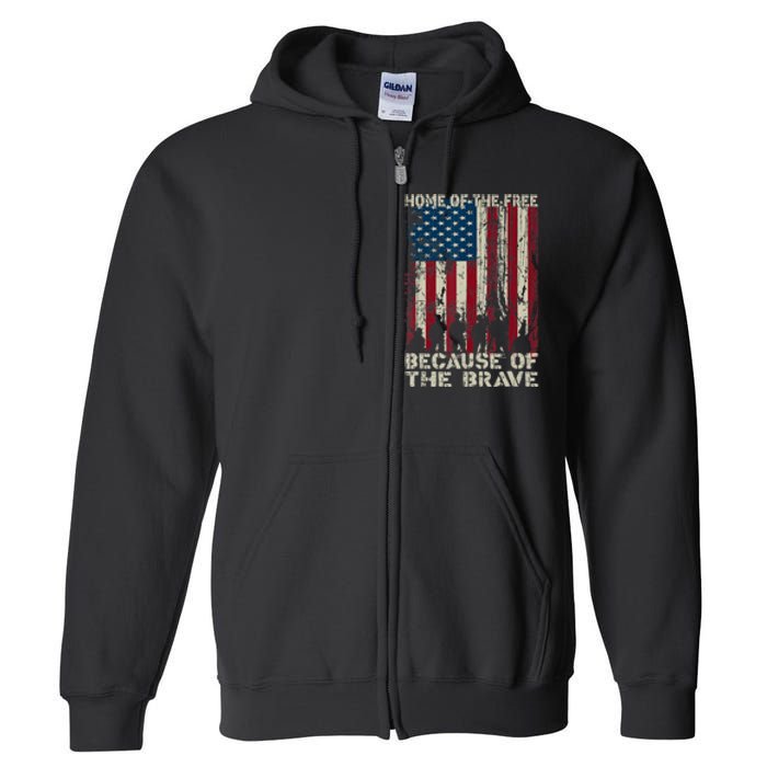 Home Of The Free Because Of The Brave American Flag Full Zip Hoodie