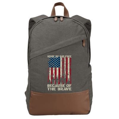 Home Of The Free Because Of The Brave American Flag Cotton Canvas Backpack