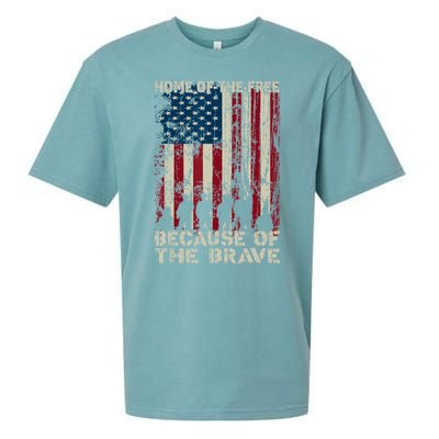 Home Of The Free Because Of The Brave American Flag Sueded Cloud Jersey T-Shirt