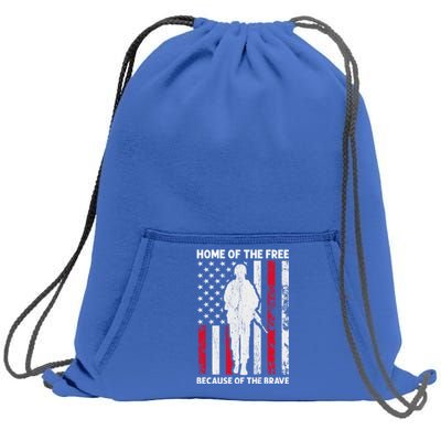 Home Of The Free Because Of The Brave American Veteran Gift Sweatshirt Cinch Pack Bag