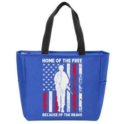 Home Of The Free Because Of The Brave American Veteran Gift Zip Tote Bag