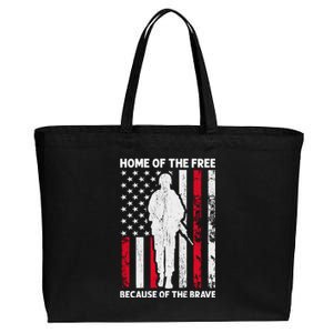 Home Of The Free Because Of The Brave American Veteran Gift Cotton Canvas Jumbo Tote