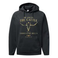 He Owns The Cattle On A Thousand Hills Bull Skull Christian Performance Fleece Hoodie