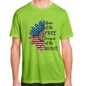 Home Of The Free Because Of The Brave Sunflower Usa Flag Funny Gift Adult ChromaSoft Performance T-Shirt