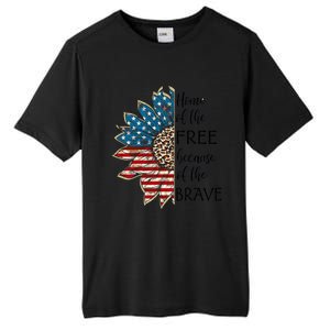 Home Of The Free Because Of The Brave Sunflower Usa Flag Funny Gift Tall Fusion ChromaSoft Performance T-Shirt