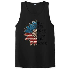 Home Of The Free Because Of The Brave Sunflower Usa Flag Funny Gift PosiCharge Competitor Tank