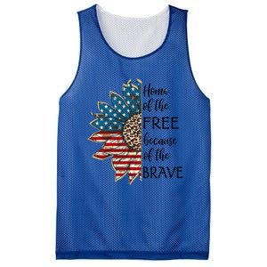 Home Of The Free Because Of The Brave Sunflower Usa Flag Funny Gift Mesh Reversible Basketball Jersey Tank