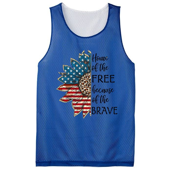 Home Of The Free Because Of The Brave Sunflower Usa Flag Funny Gift Mesh Reversible Basketball Jersey Tank