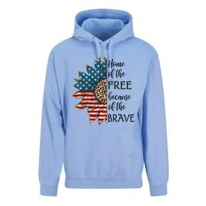 Home Of The Free Because Of The Brave Sunflower Usa Flag Funny Gift Unisex Surf Hoodie