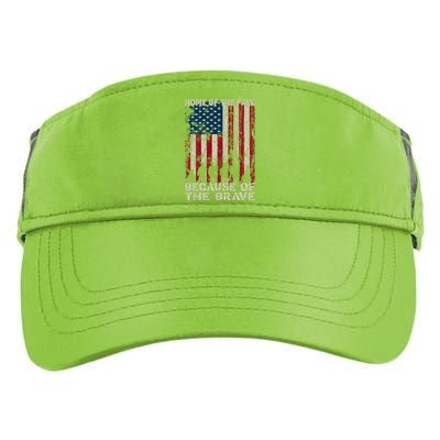 Home Of The Free Because Of The Brave Distress American Flag Gift Adult Drive Performance Visor