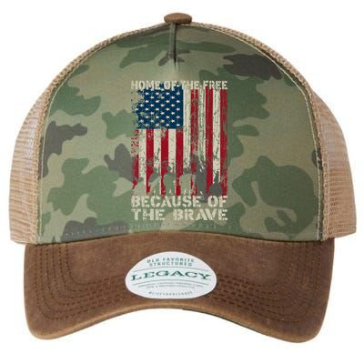 Home Of The Free Because Of The Brave Distress American Flag Gift Legacy Tie Dye Trucker Hat