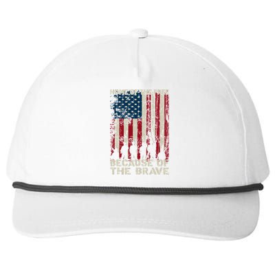 Home Of The Free Because Of The Brave Distress American Flag Gift Snapback Five-Panel Rope Hat