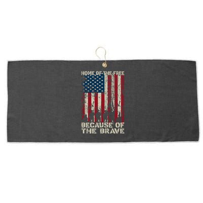 Home Of The Free Because Of The Brave Distress American Flag Gift Large Microfiber Waffle Golf Towel