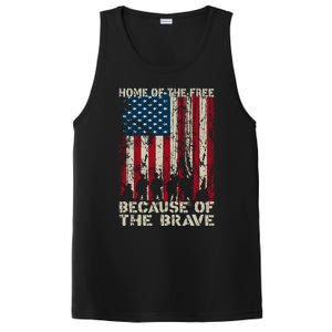 Home Of The Free Because Of The Brave Distress American Flag Gift PosiCharge Competitor Tank