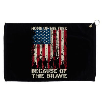 Home Of The Free Because Of The Brave Distress American Flag Gift Grommeted Golf Towel