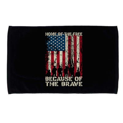 Home Of The Free Because Of The Brave Distress American Flag Gift Microfiber Hand Towel