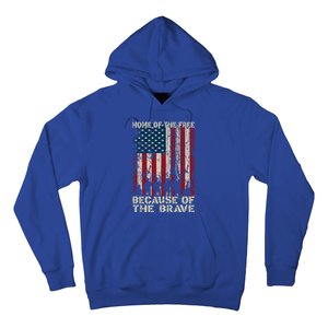 Home Of The Free Because Of The Brave Distress American Flag Gift Hoodie