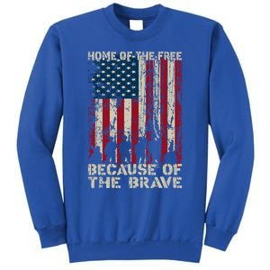 Home Of The Free Because Of The Brave Distress American Flag Gift Sweatshirt