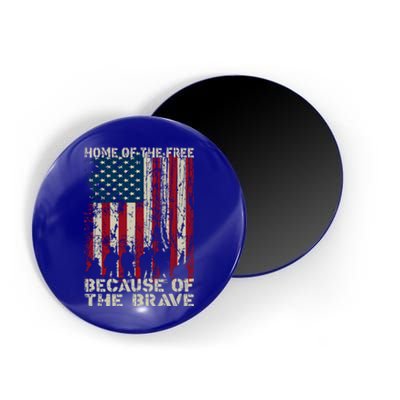 Home Of The Free Because Of The Brave Distress American Flag Gift Magnet