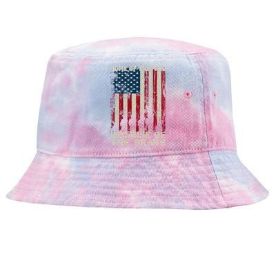 Home Of The Free Because Of The Brave Distress American Flag Gift Tie-Dyed Bucket Hat