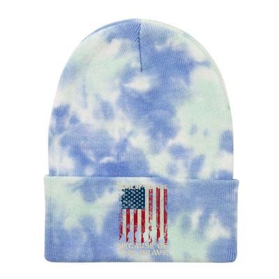 Home Of The Free Because Of The Brave Distress American Flag Gift Tie Dye 12in Knit Beanie