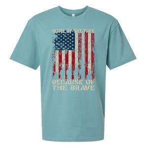 Home Of The Free Because Of The Brave Distress American Flag Gift Sueded Cloud Jersey T-Shirt