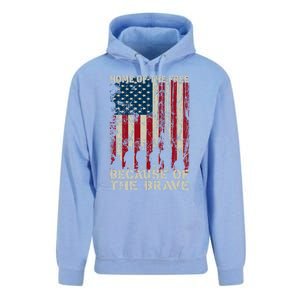 Home Of The Free Because Of The Brave Distress American Flag Gift Unisex Surf Hoodie