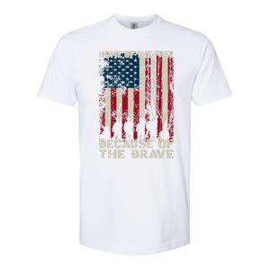 Home Of The Free Because Of The Brave Distress American Flag Gift Softstyle CVC T-Shirt