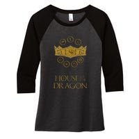 House of the Dragon Group Shot House Crests Crown V2 Women's Tri-Blend 3/4-Sleeve Raglan Shirt