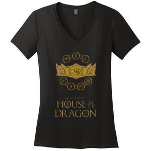 House of the Dragon Group Shot House Crests Crown V2 Women's V-Neck T-Shirt