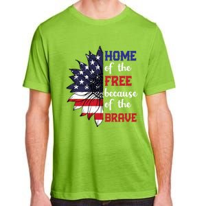 Home Of The Free Because Of The Brave Sunflower Usa Flag Gift Adult ChromaSoft Performance T-Shirt