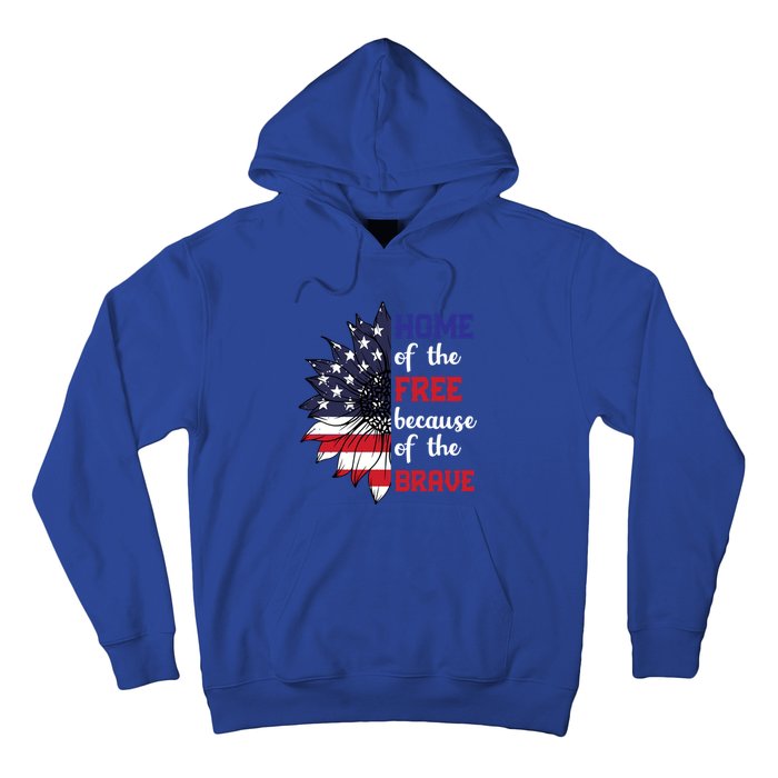 Home Of The Free Because Of The Brave Sunflower Usa Flag Gift Hoodie