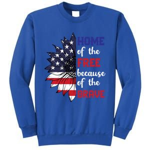 Home Of The Free Because Of The Brave Sunflower Usa Flag Gift Sweatshirt