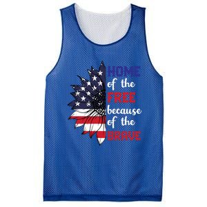 Home Of The Free Because Of The Brave Sunflower Usa Flag Gift Mesh Reversible Basketball Jersey Tank