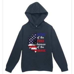 Home Of The Free Because Of The Brave Sunflower Usa Flag Gift Urban Pullover Hoodie