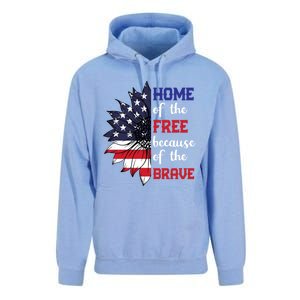 Home Of The Free Because Of The Brave Sunflower Usa Flag Gift Unisex Surf Hoodie