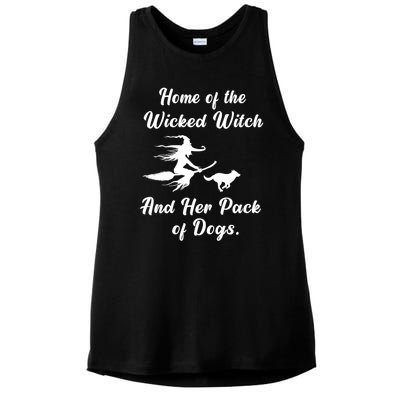 Home Of The Wicked Witch And Her Pack Of Dog Funny Halloween Ladies PosiCharge Tri-Blend Wicking Tank