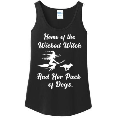 Home Of The Wicked Witch And Her Pack Of Dog Funny Halloween Ladies Essential Tank