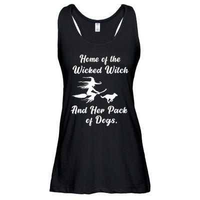 Home Of The Wicked Witch And Her Pack Of Dog Funny Halloween Ladies Essential Flowy Tank