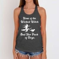 Home Of The Wicked Witch And Her Pack Of Dog Funny Halloween Women's Knotted Racerback Tank