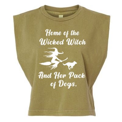 Home Of The Wicked Witch And Her Pack Of Dog Funny Halloween Garment-Dyed Women's Muscle Tee