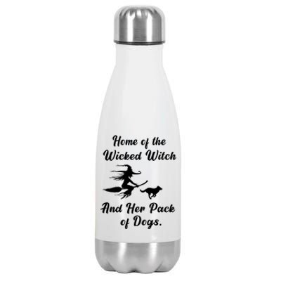 Home Of The Wicked Witch And Her Pack Of Dog Funny Halloween Stainless Steel Insulated Water Bottle