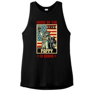 Home Of The Free Because My Pappy Is Brave Patriotic Dad Cute Gift Ladies PosiCharge Tri-Blend Wicking Tank