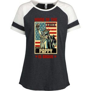 Home Of The Free Because My Pappy Is Brave Patriotic Dad Cute Gift Enza Ladies Jersey Colorblock Tee