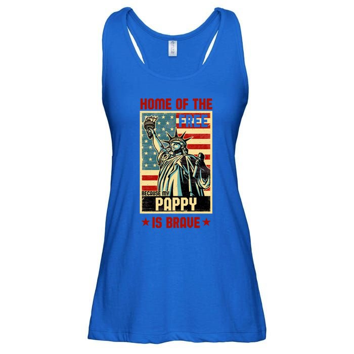 Home Of The Free Because My Pappy Is Brave Patriotic Dad Cute Gift Ladies Essential Flowy Tank